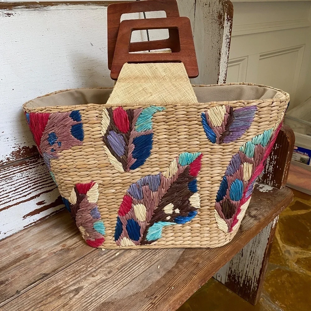 NWOT Anthropologie Aranaz Louise Straw Tote - Picture 13 of 13